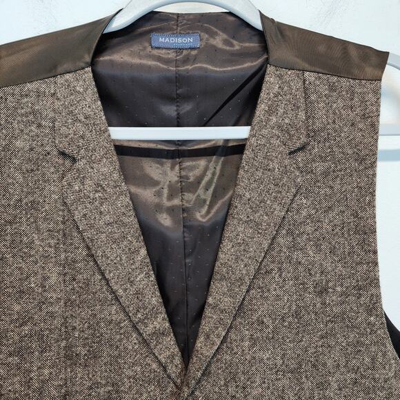 Madison Wool Vest Waistcoat Mens XXL Brown Pockets Button Front Western Business - Picture 4 of 8
